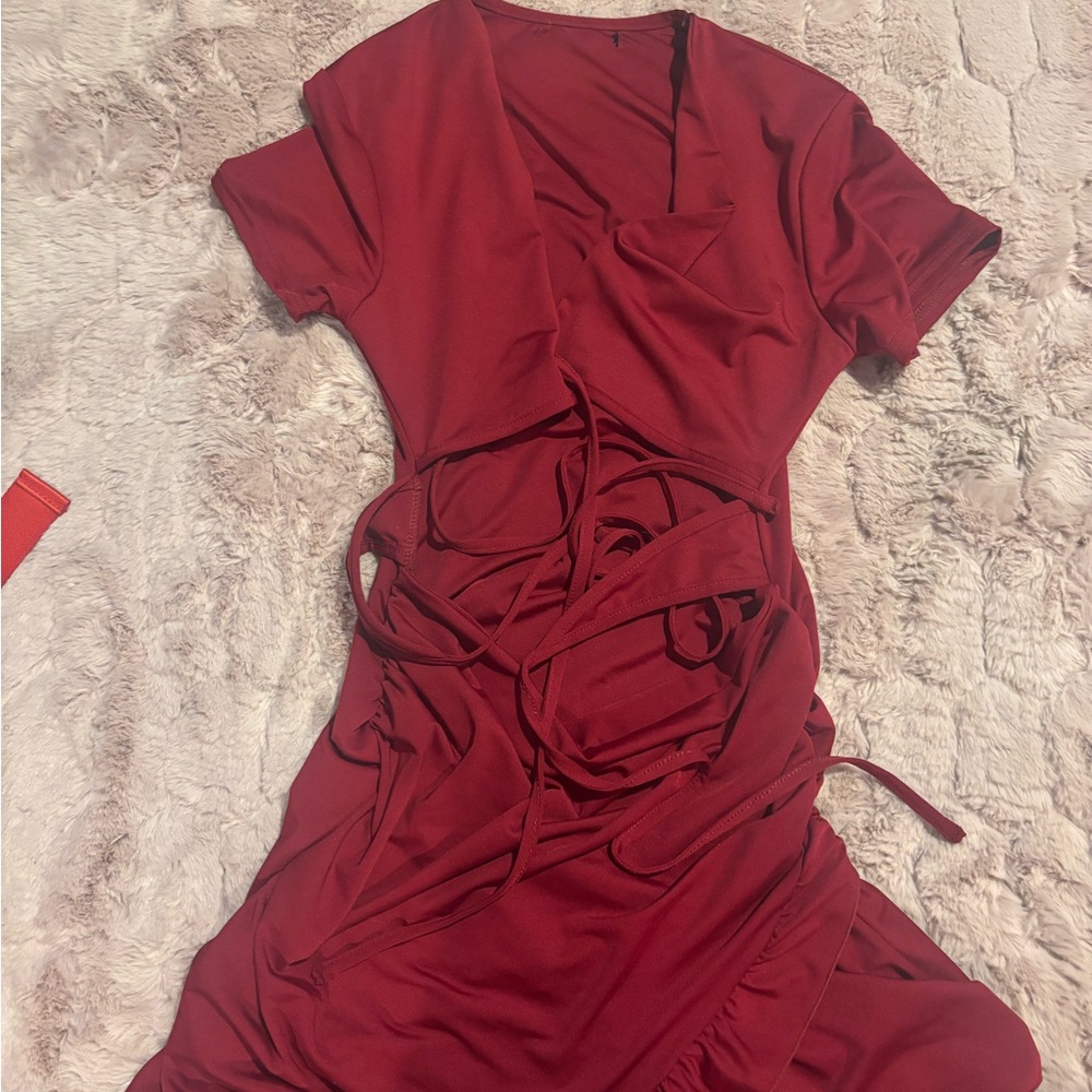 Elegant Red Wrap Dress
